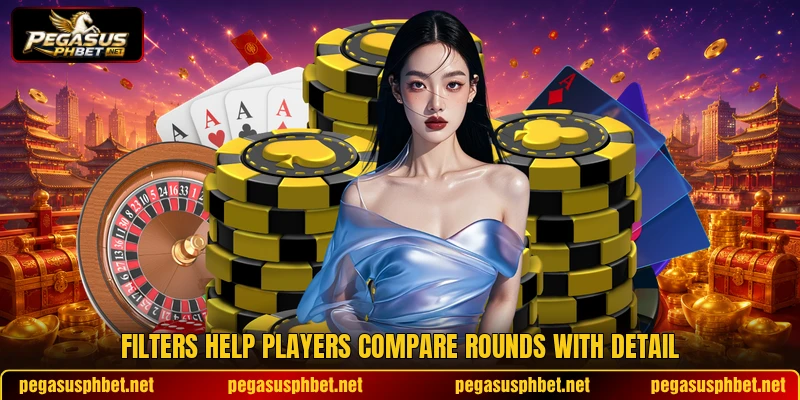 Filters help players compare rounds with detail