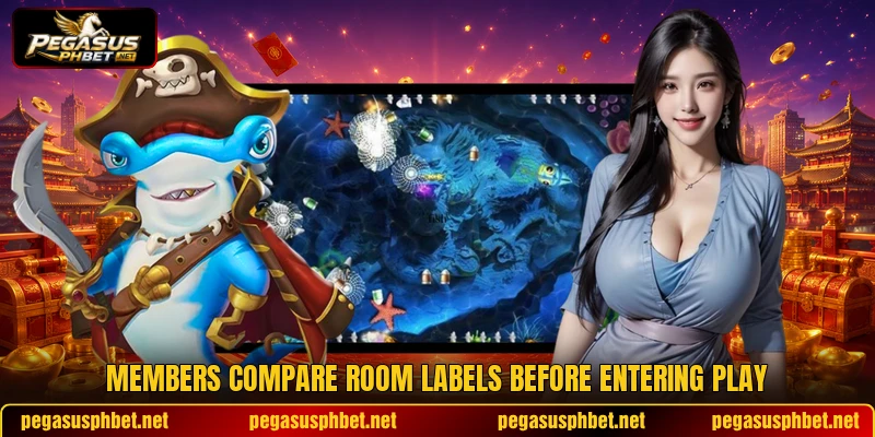Members compare room labels before entering play Members compare room labels before entering play
