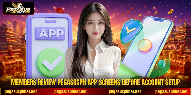 Members review PEGASUSPH app screens before account setup