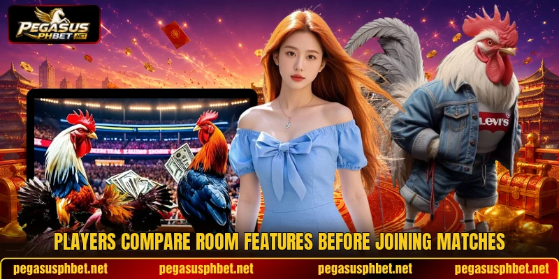 Players compare room features before joining matches Players compare room features before joining matches