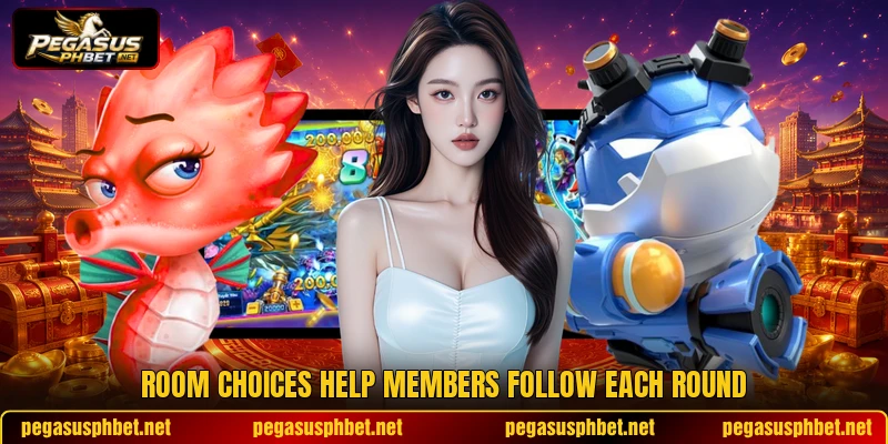 Room choices help members follow each round Room choices help members follow each round