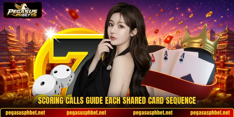 Scoring calls guide each shared card sequence Scoring calls guide each shared card sequence