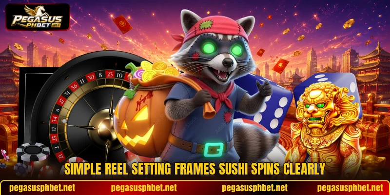 Simple reel setting frames Sushi Spins clearly Simple reel setting frames Sushi Spins clearly