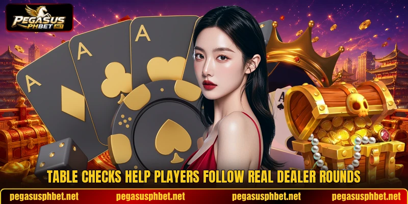 Table checks help players follow real dealer rounds Table checks help players follow real dealer rounds